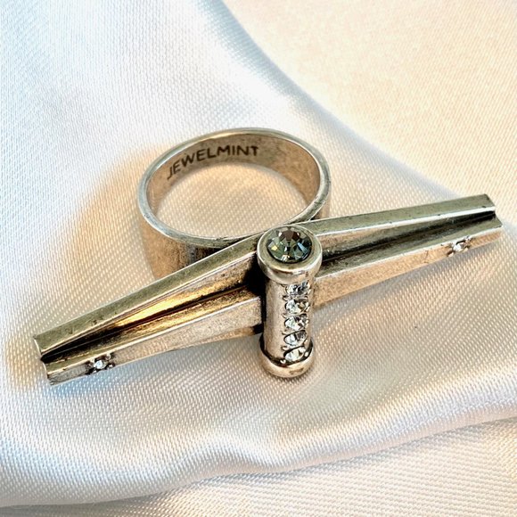 Jewelmint 💎 Industrial/Deco Rhinestone Ring - Picture 3 of 5